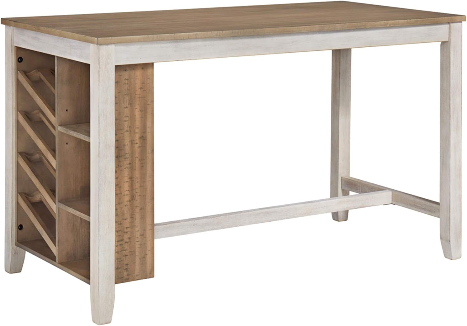 Skempton Farmhouse 36&quot; Counter Height Dining Table with Storage &amp; Wine Rack, Whitewash