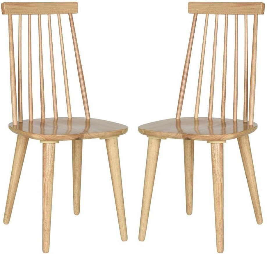 American Homes Collection Burris Country Farmhouse Natural Spindle Side Chair, Wood (Set of 2)