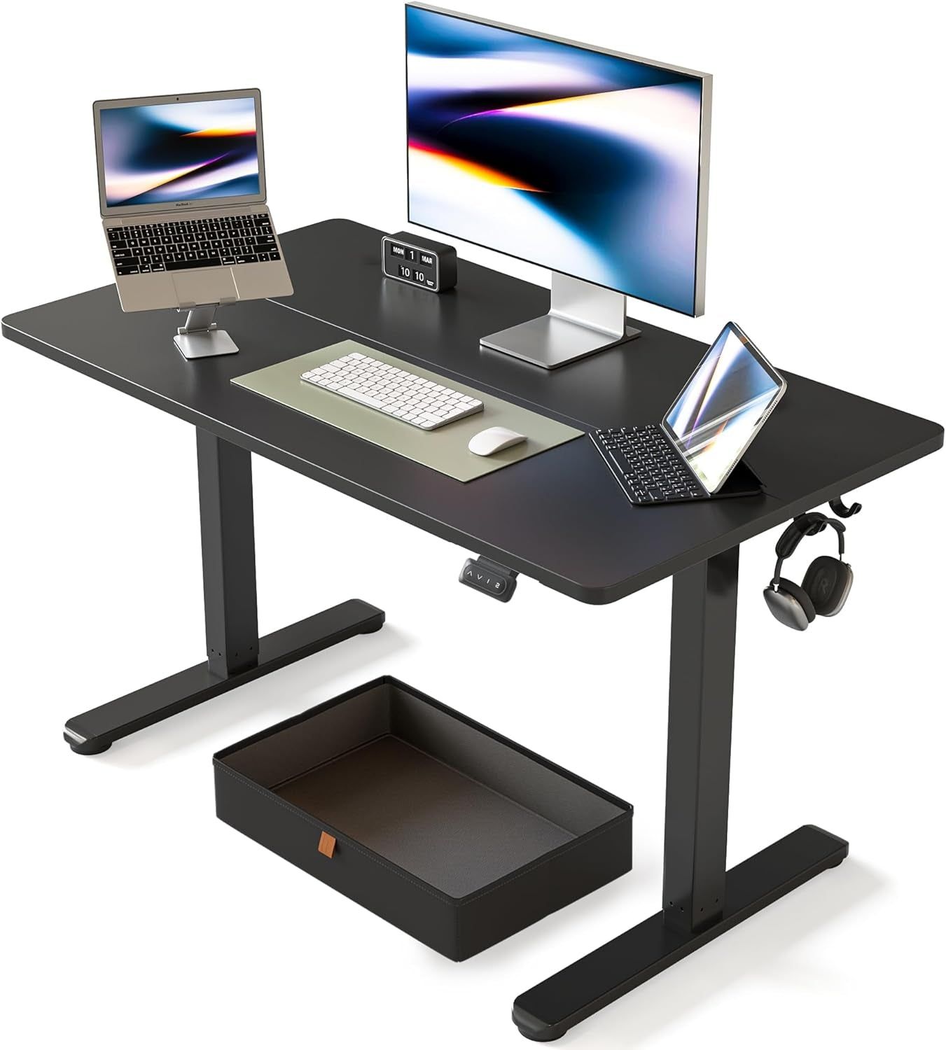 40 X 24 Inches Standing Desk with Drawer, Adjustable Height Electric Stand up Desk with Storage, Sit Stand Home Office Desk, Ergonomic Computer Desk, Black