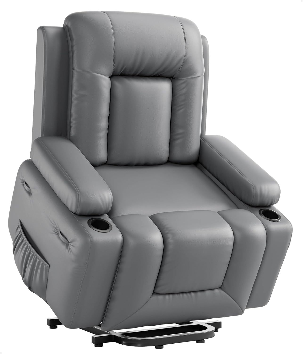 Power Lift Recliner Chair - Heat and Massage, Adjustable Back and Legs, PU Leather Electric Lift Chair Designed for the Elderly and People with Mobility Impaired