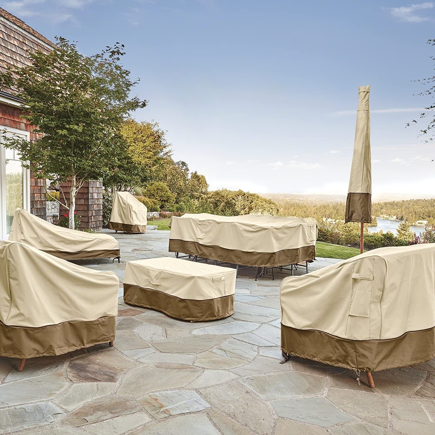 Veranda Water-Resistant 13 Foot Offset Patio Umbrella &amp; Frame Cover, Patio Furniture Covers