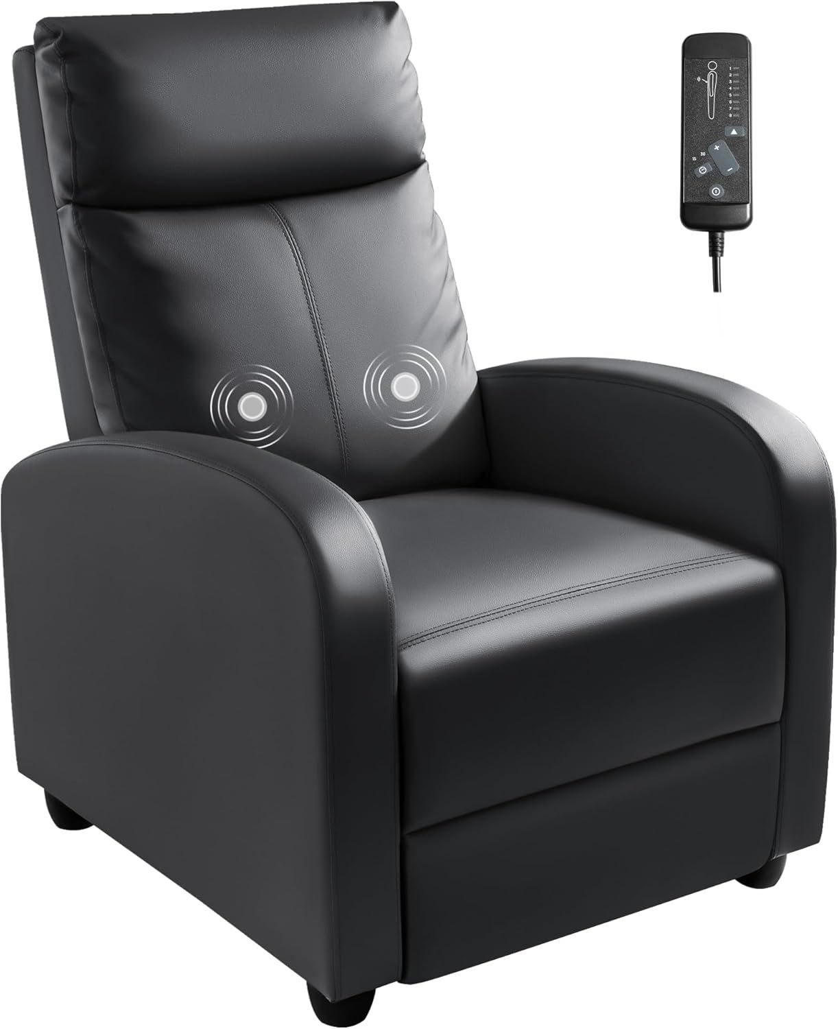 Recliner Chair, Recliner Sofa for Adults, Recliners Home Theater Seating with Lumbar Support, Reclining Sofa Chair for Living Room (Leather, Dark Black)