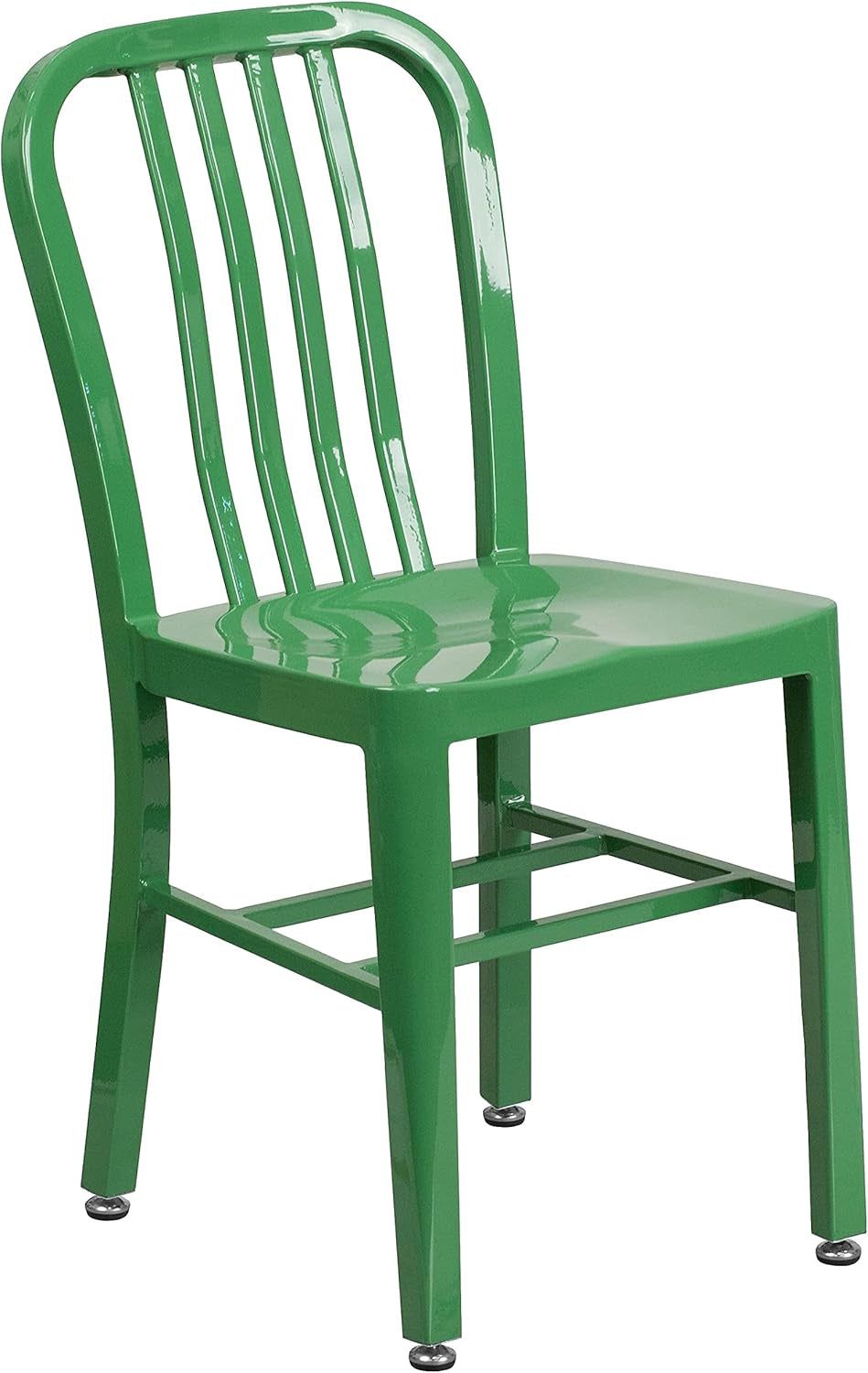 Commercial Grade Green Metal Indoor-Outdoor Chair