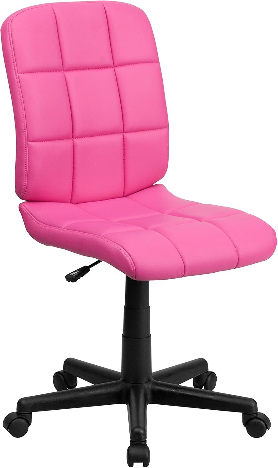 Clayton Mid-Back Pink Quilted Vinyl Swivel Task Office Chair