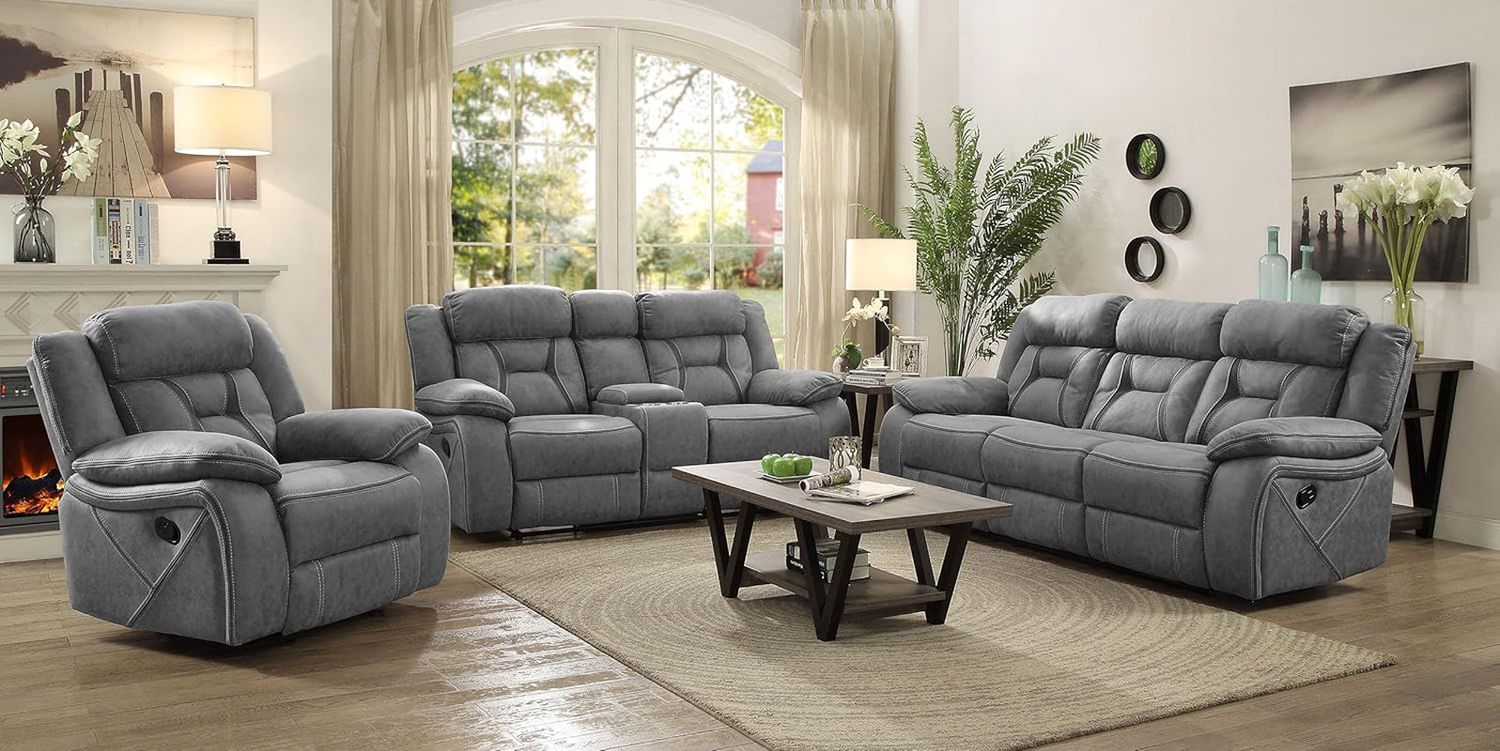 Coaster Higgins 3-Piece Motion Sofa Set, Grey