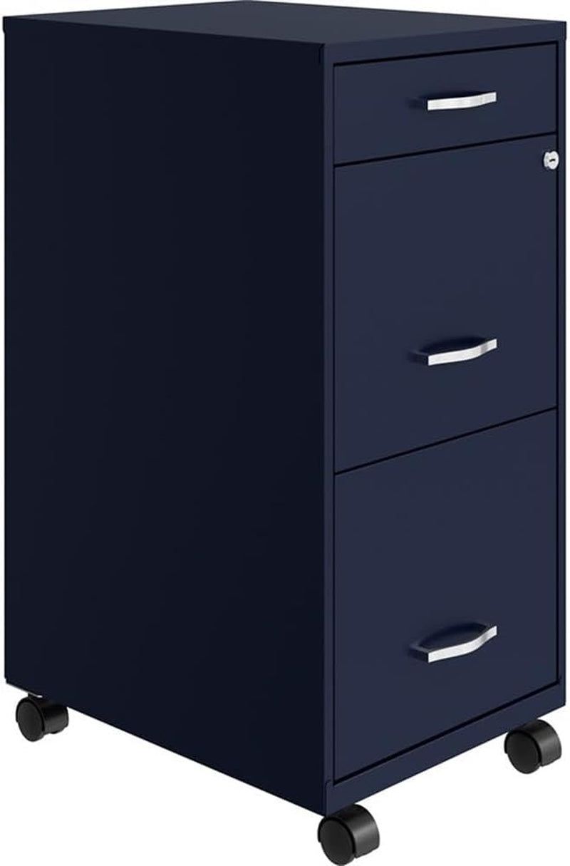 18&quot; Deep 3 Drawer Mobile Metal File Cabinet in Navy