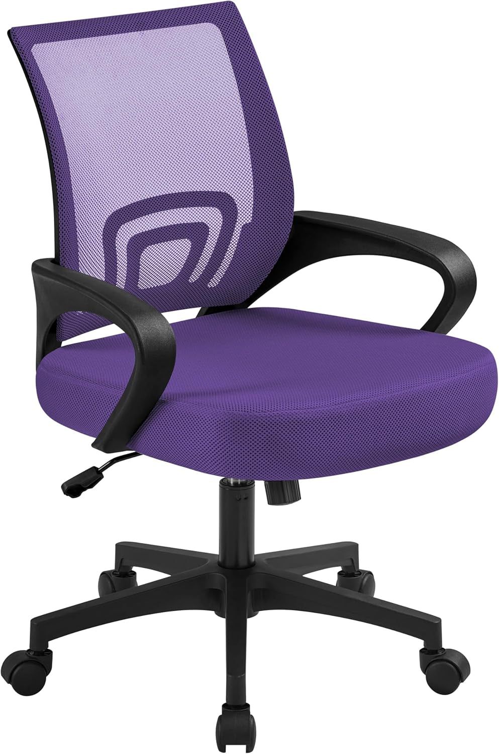 Office Chair Ergonomic Mesh Chair W/Lumbar Support Armrest Wheels Comfortable Racing Seat Adjustable Swivel Rolling Home Executive Mid Back Computer Chair for Adults, Purple