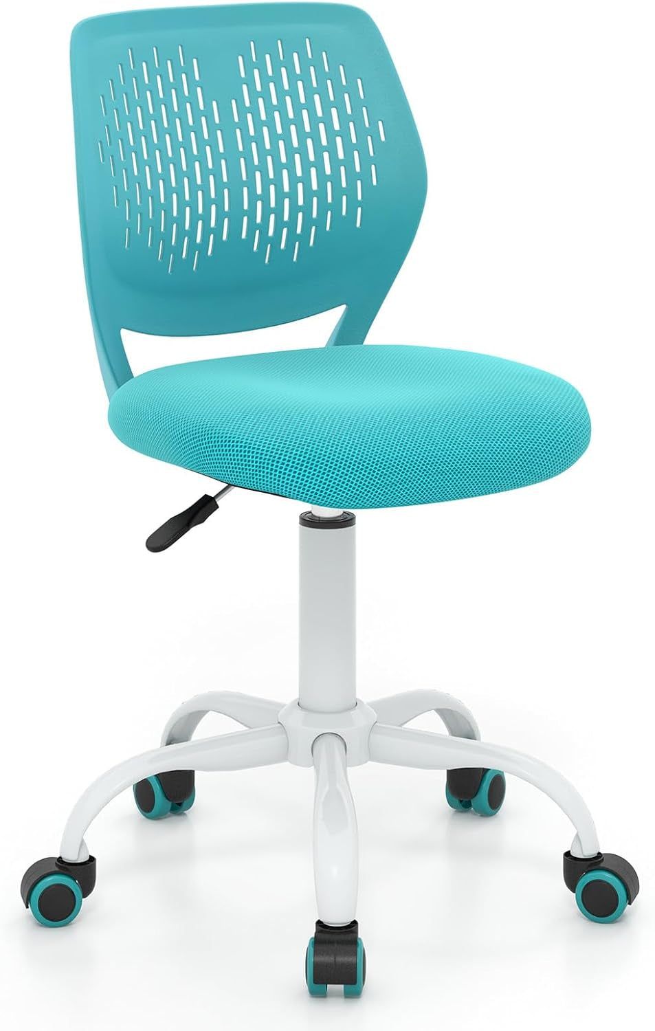 Kids Desk Chair, Adjustable Children Study Chair, Swivel Chair Armless Mesh Task Student Chair, Child Desk Chair with Adjustable Height &amp; Lumbar Support Computer Chair, Turquoise