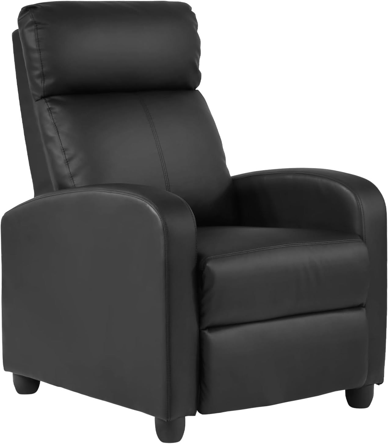 Recliner Chair PU Leather Recliner Sofa Home Theater Seating with Lumbar Support Overstuffed High-Density Sponge Push Back Recliners Armchair for Living Room,Black