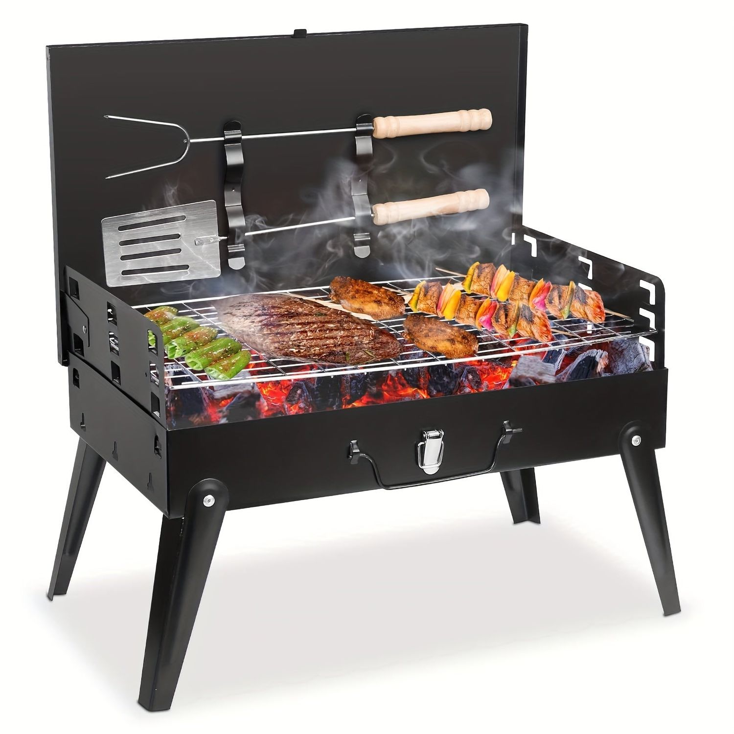 Compact Charcoal Grill for Camping and Picnics