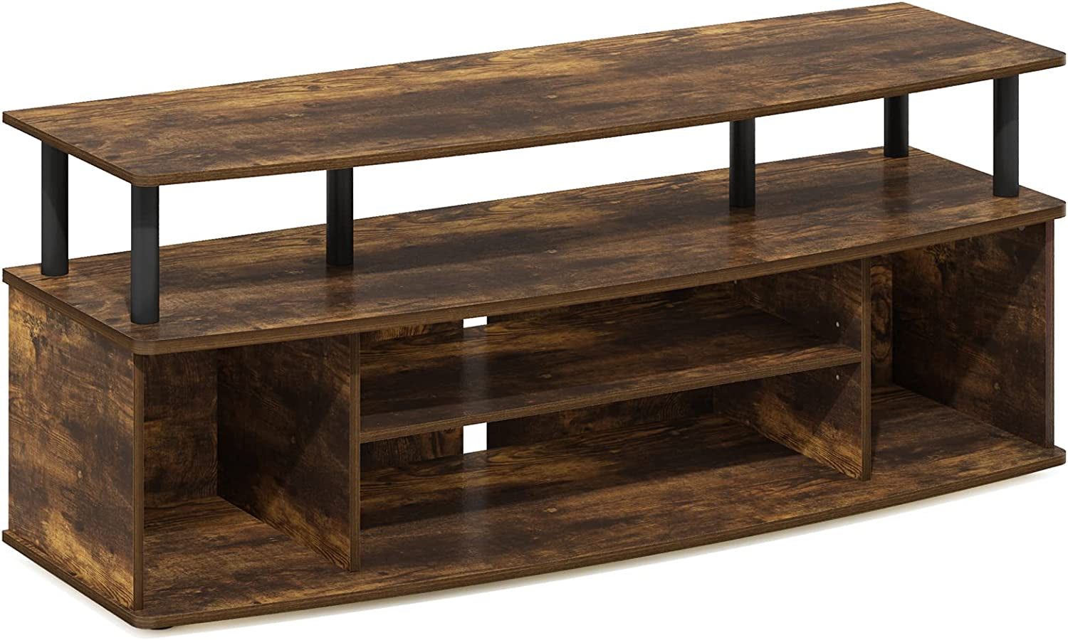 Jaya Large Entertainment Center Stand Unit/Tv for up to 55 Inch, Amber Pine/Black