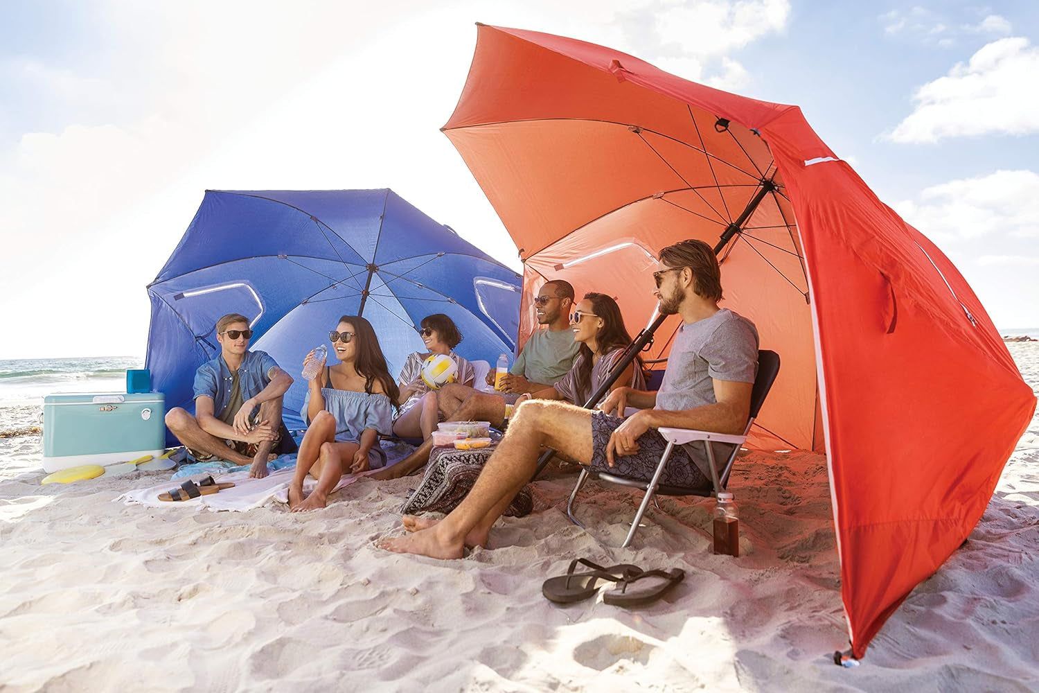 Premiere XL 9-Foot Umbrella - Heavy-Duty 1.25&quot; Center Pole &amp; Twist Handle Auger - UPF 50+ Sun Protection - Privacy Side Panels, Zippered Windows &amp; 2 Interior Pockets - Carry Bag Included