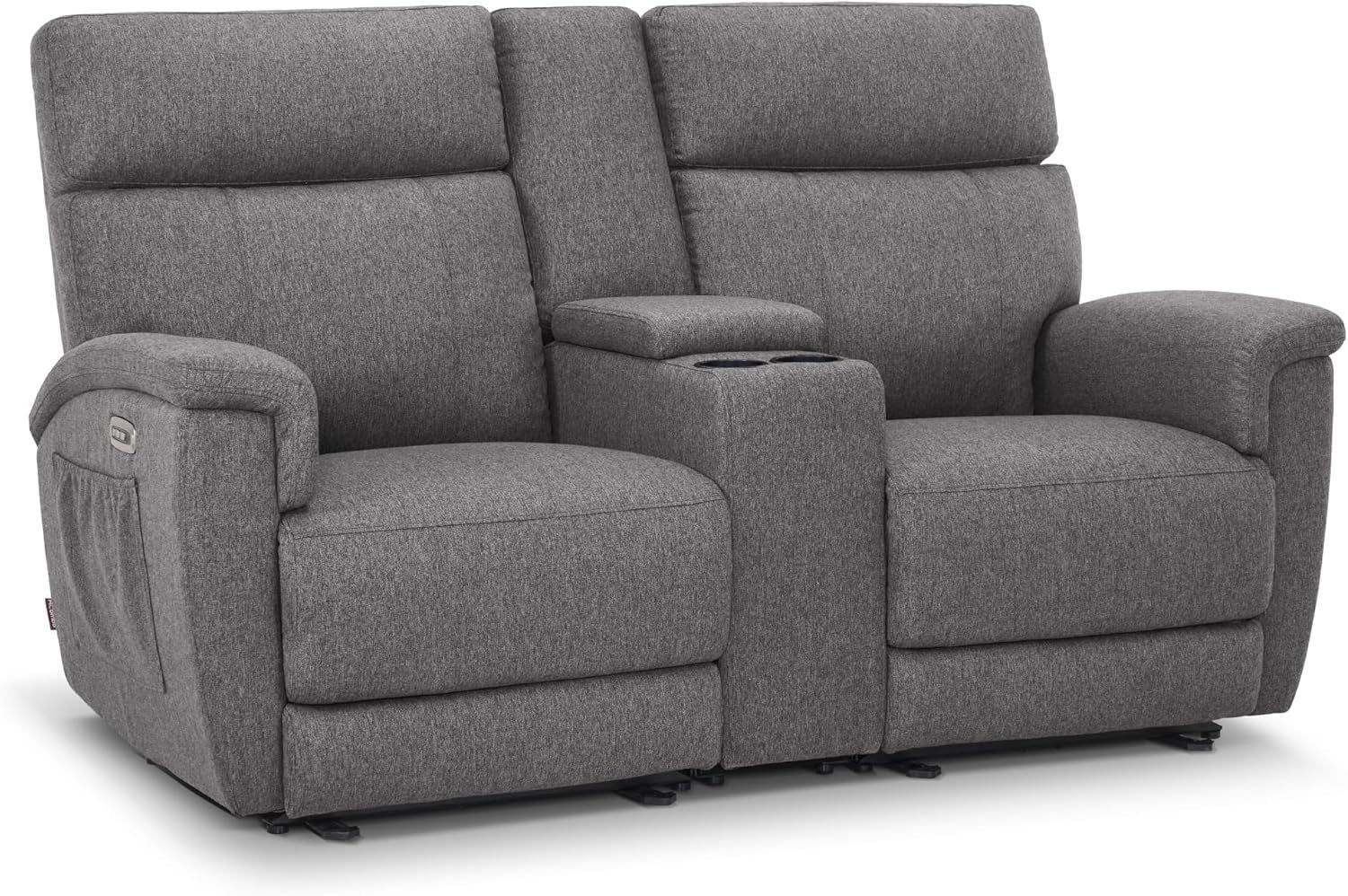 70.8&quot; Power Loveseat Recliner Sofa with Massage and Dual Heating, Adjustable Headrest, USB &amp; Type C Port for Living Room, Fabric PR606M2 (Dark Grey)