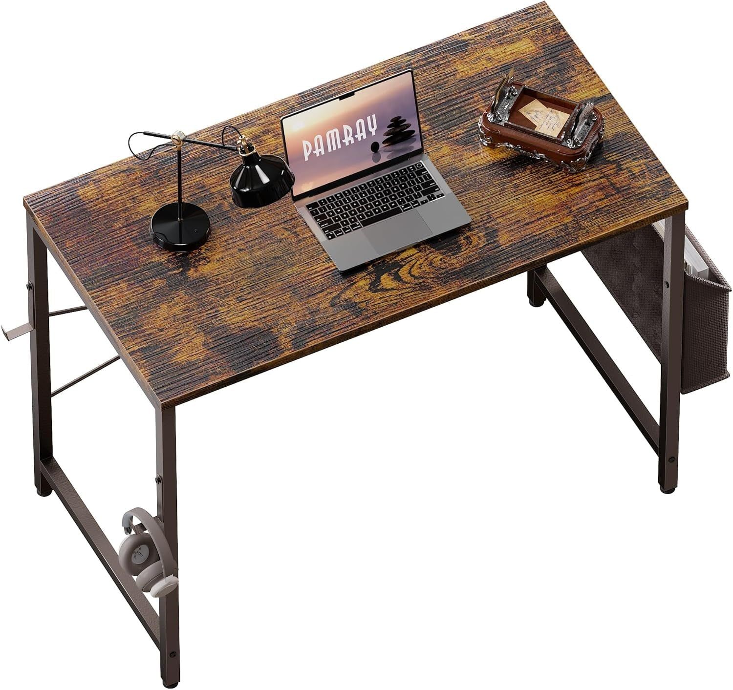 32 Inch Computer Desk for Small Spaces with Storage Bag, Home Office Work Desk with Headphone Hook, Small Office Desk Study Writing Table