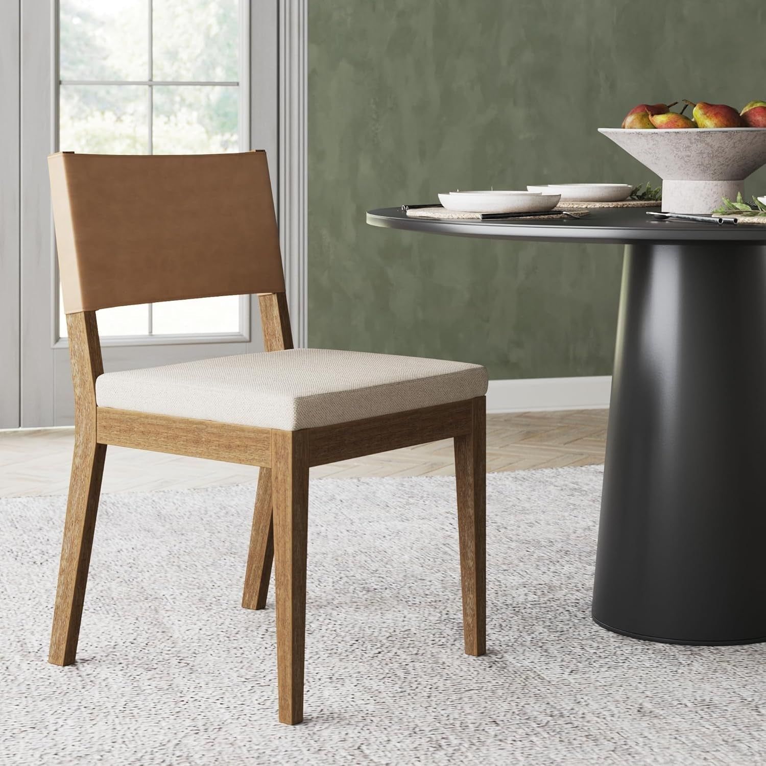 Linus Modern Upholstered Chair, 1, Brushed Light Brown