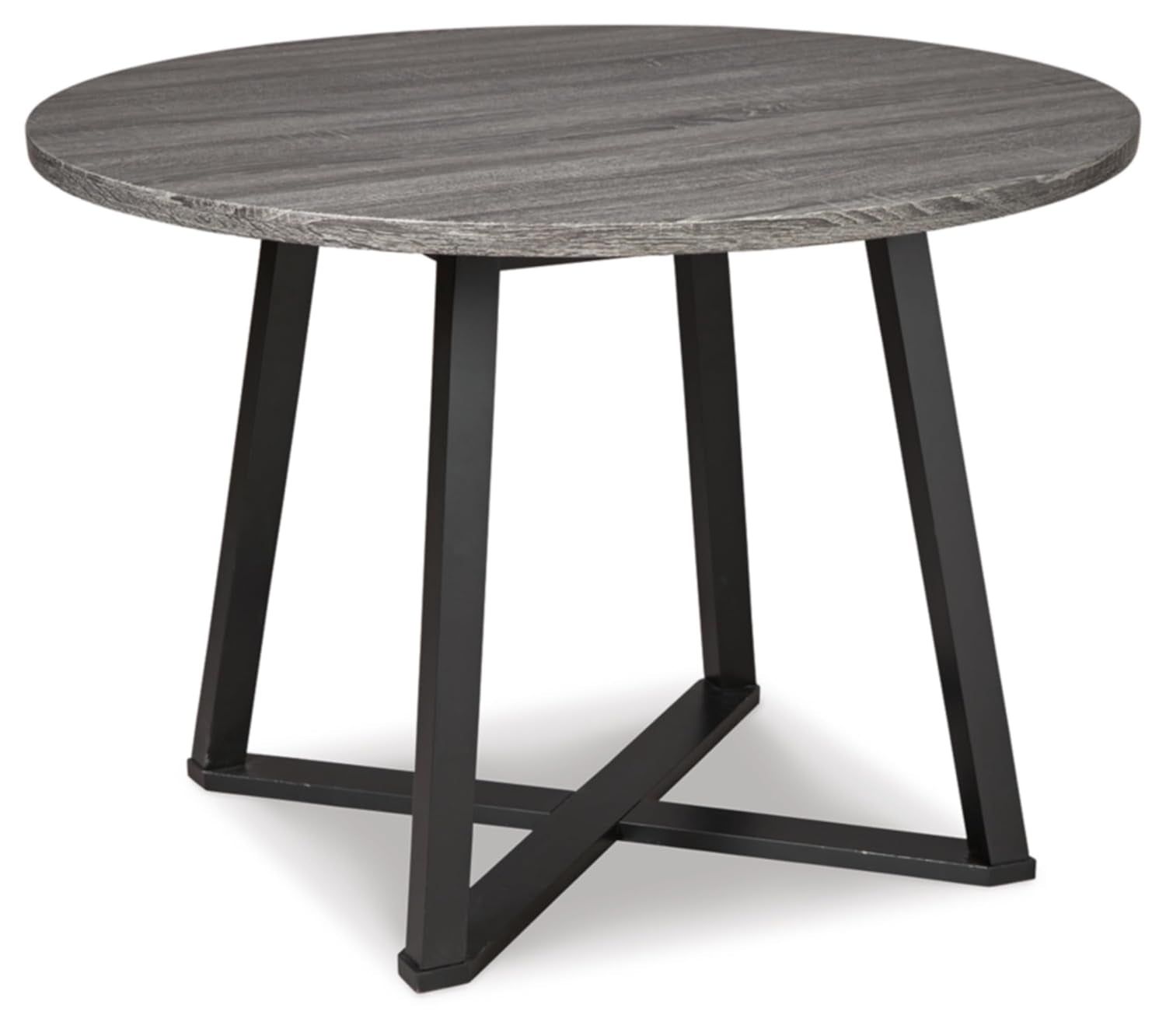 Centiar Mid Century round Dining Room Table with Metal Legs, Gray &amp; Black