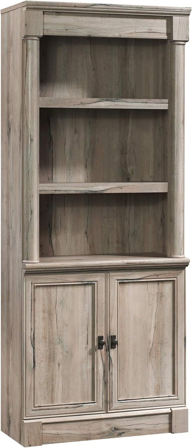 Palladia Library with Doors/Book Shelf, L: 29.37&quot; X W: 13.9&quot; X H: 71.85&quot;, Split Oak