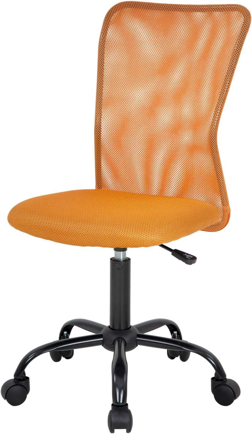 Home Office Chair Mid Back Mesh Desk Chair Armless Computer Chair Ergonomic Task Rolling Swivel Chair Back Support Adjustable Modern Chair with Lumbar Support,Orange