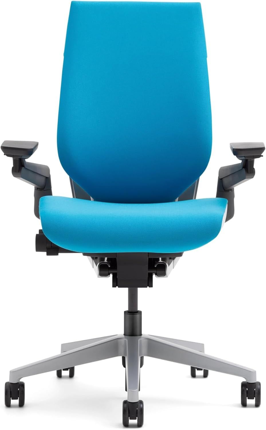 Gesture Office Chair - Ergonomic Work Chair with Wheels for Carpet - Comfortable Office Chair - Intuitive-To-Adjust Chairs for Desk - 360-Degree Arms - Blue Jay Fabric