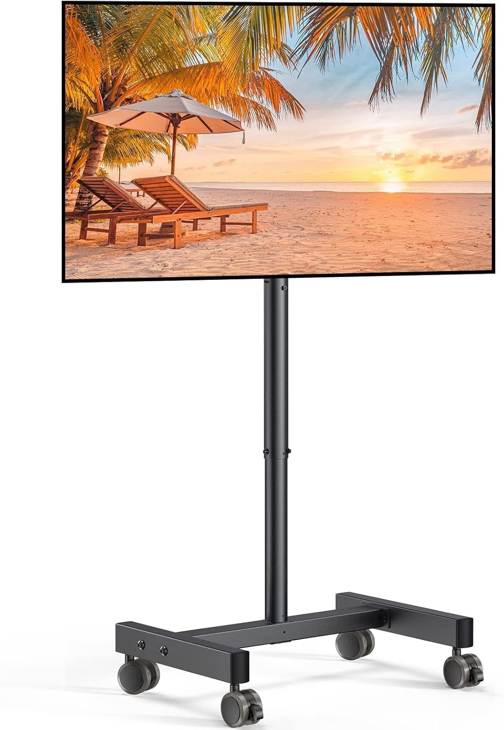 Mobile TV Cart, Rolling TV Stand for 13-50 Inch Tvs with 30° Tilt Universal TV Cart for LED/LCD/OLED TV Height Adjustable Floor TV Stand Holds 44Lbs Portable Monitor Stand Max VESA 200X200Mm