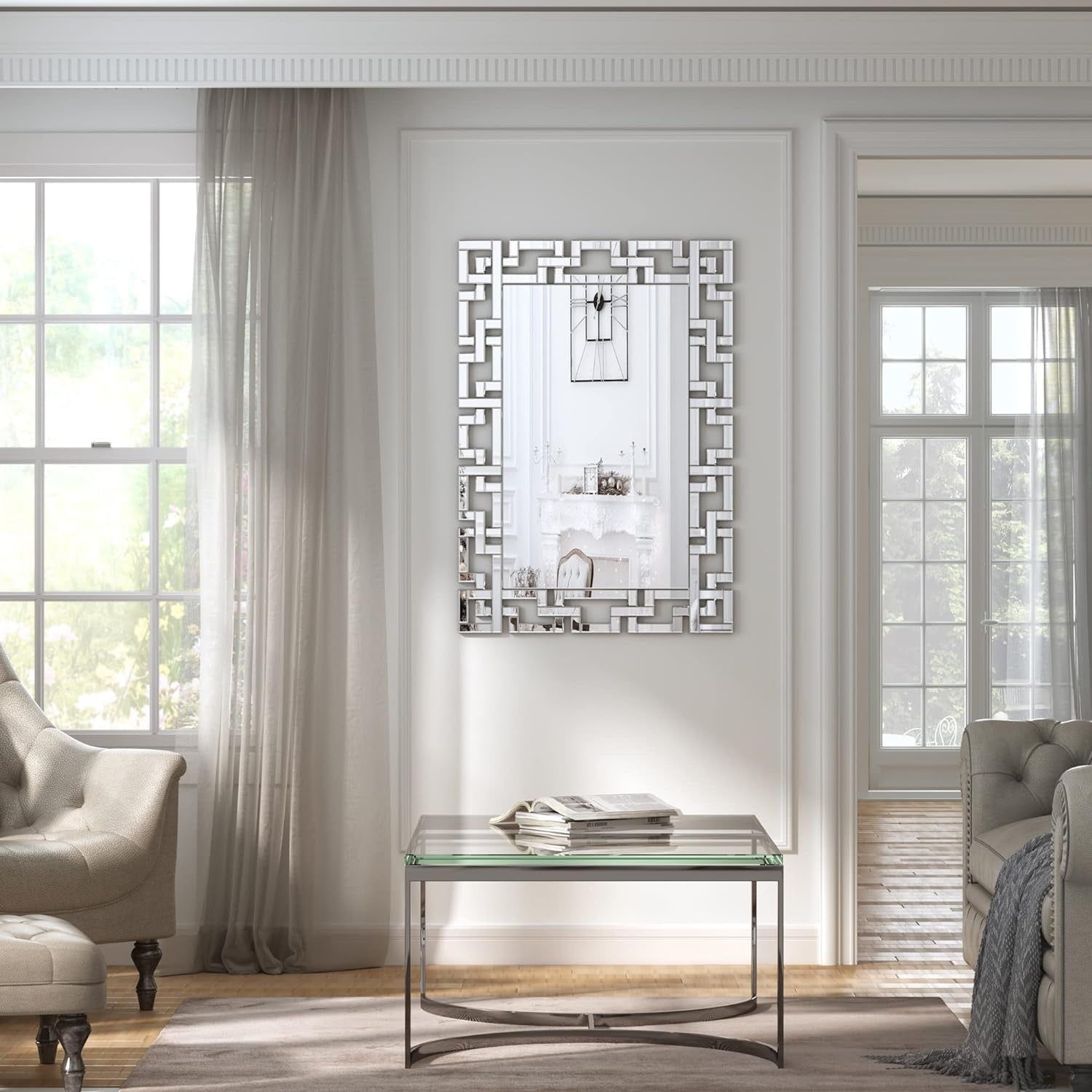 Grecian Venetian Modern Decorative Wall Mirror - Ideal for Living Room, Bedroom, or Entryway - Large Size 23.6X 35.4