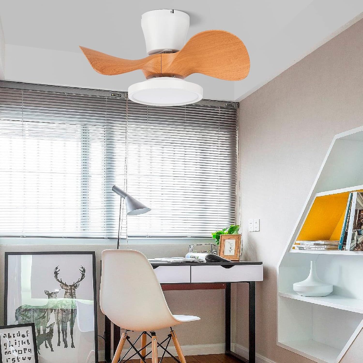 Quiet Ceiling Fan with LED Light 22 Inch Large Air Volume Remote Control for Kitchen Bedroom Dining Room Patio
