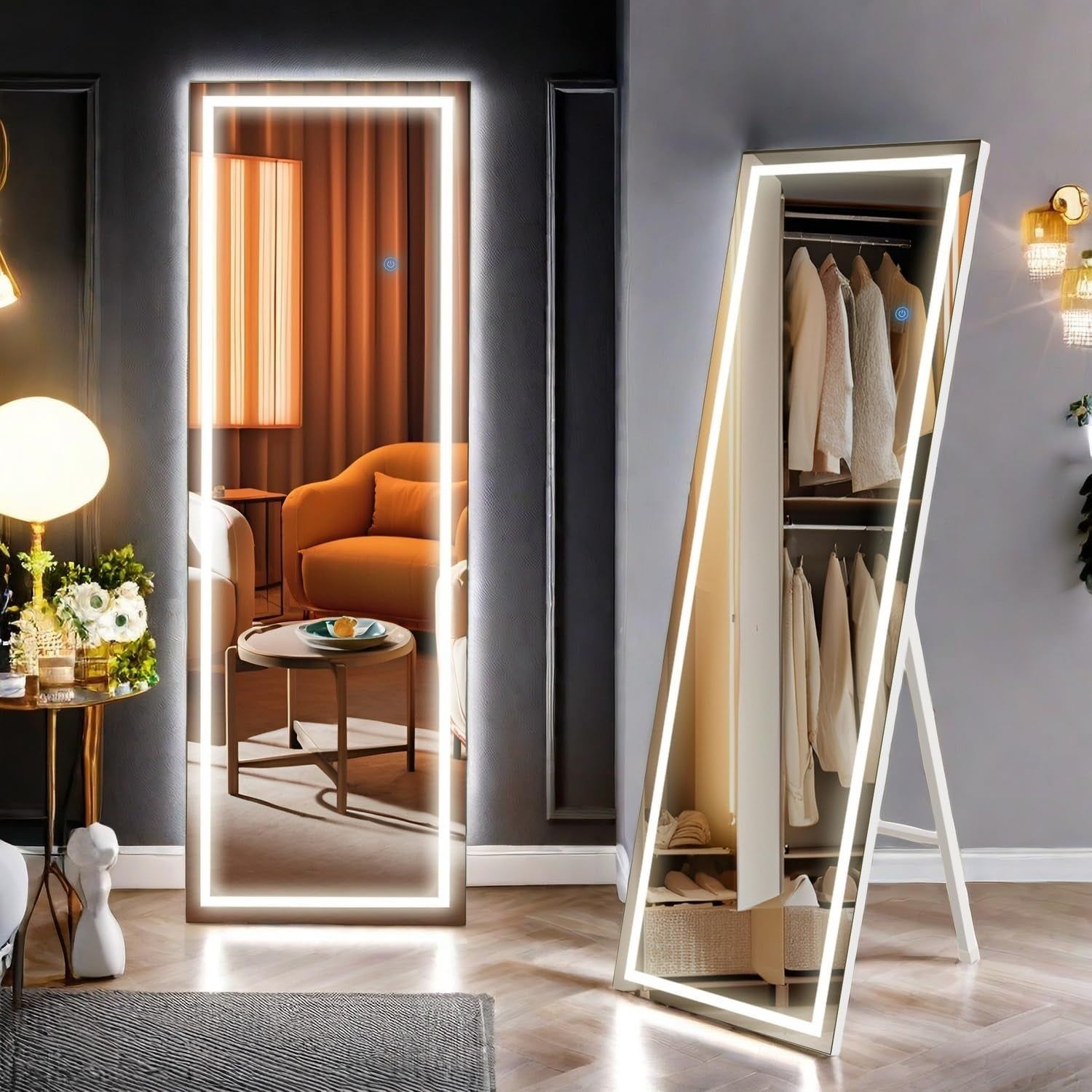 56&quot;x18&quot; LED Full Length Mirror 3 Color Lights