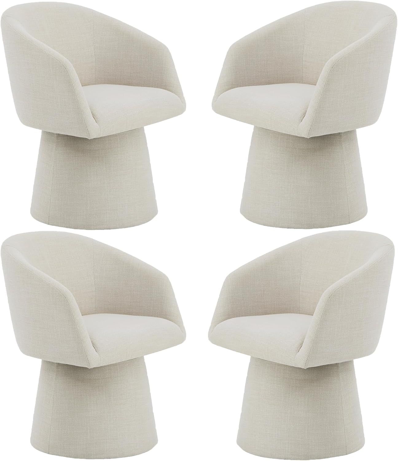 Swivel Dining Chairs Modern Accent Armchair Side Deskchair for Diningroom Vanity Bedroom Livingroom Reading Room,Linen,4 PCS
