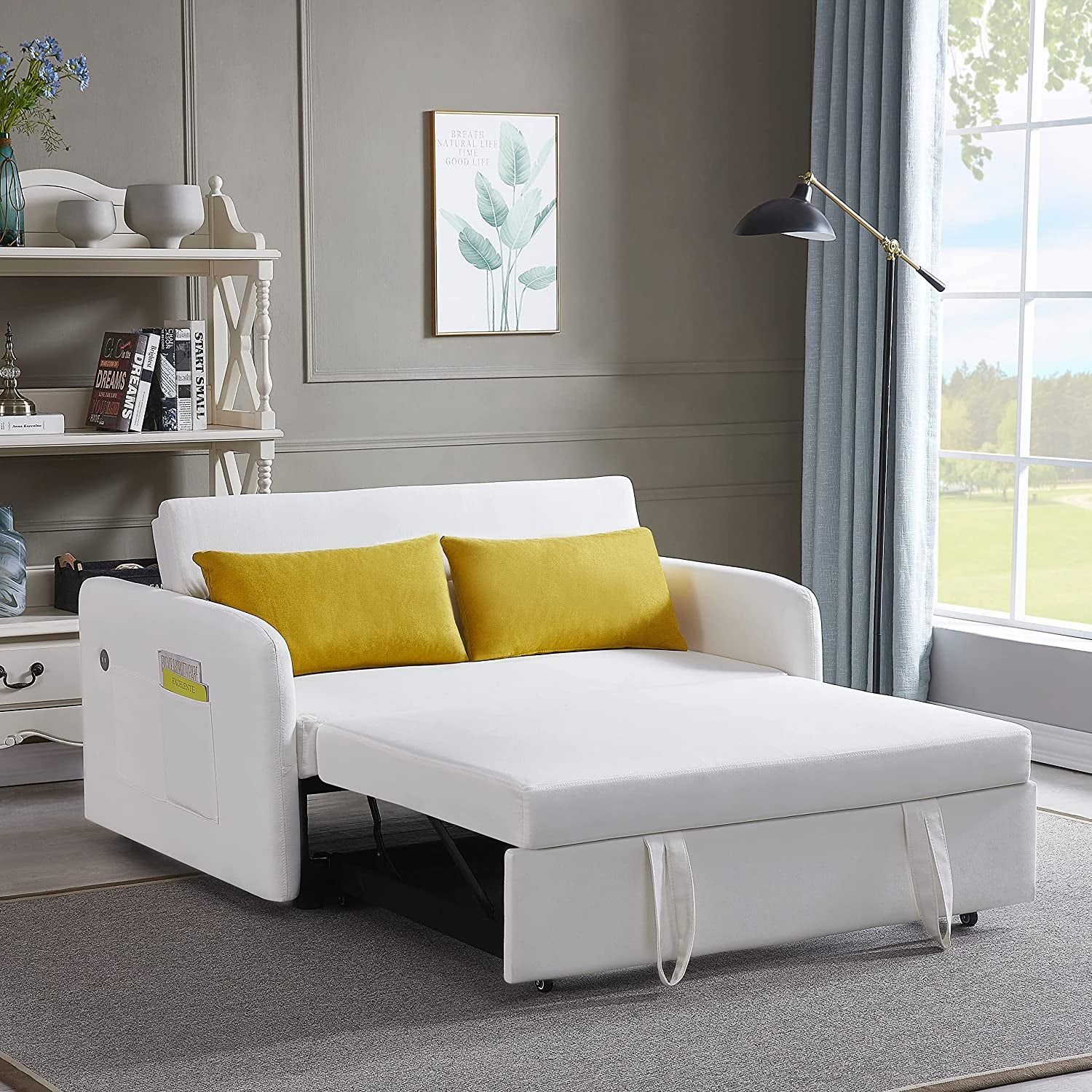 Convertible Sofa Bed with USB and Pockets
