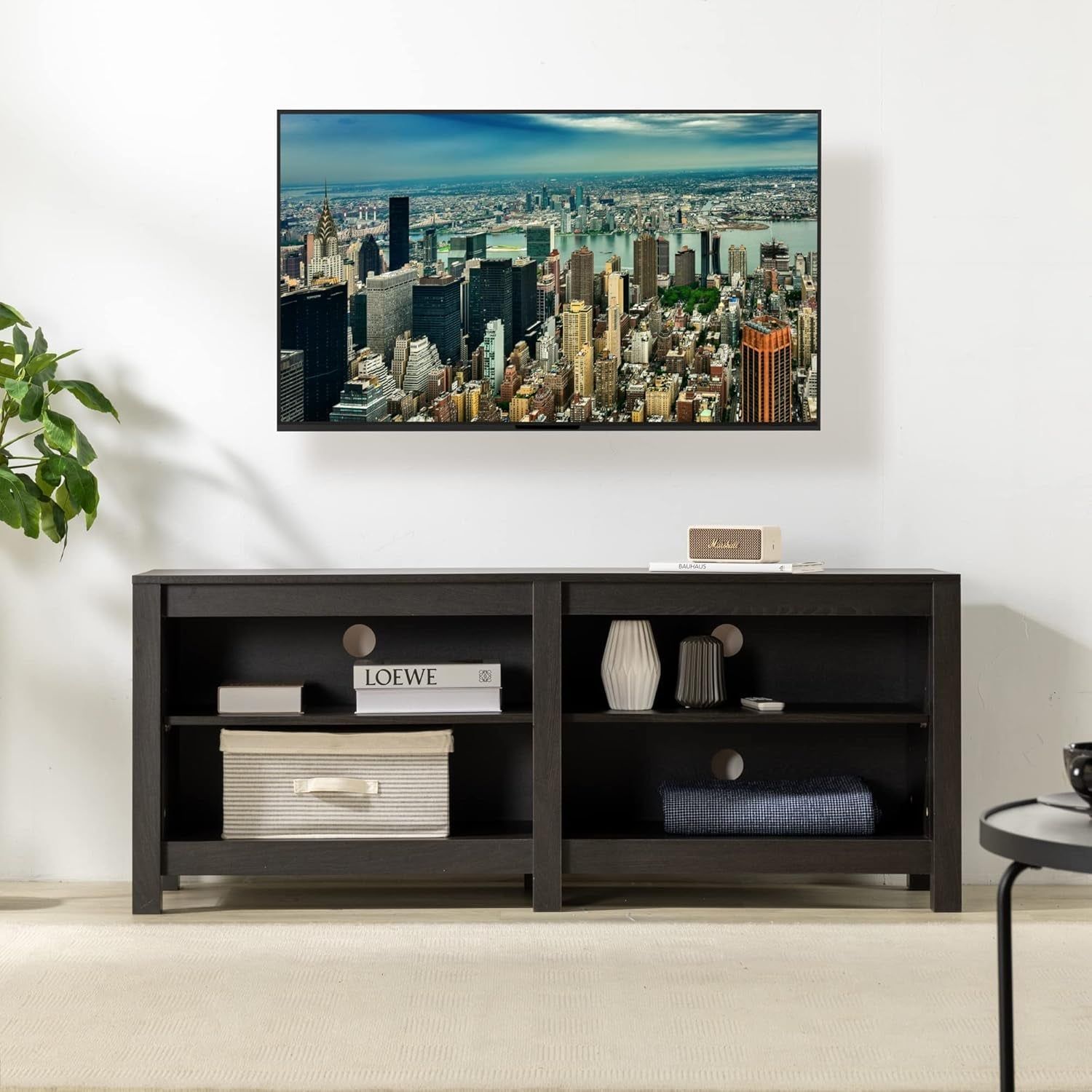 Camden TV Stand for Tvs up to 65&quot;, Contemporary Entertainment Center with Open Shelving, TV Stand with Storage, Living Room or Bedroom Furniture, Espresso