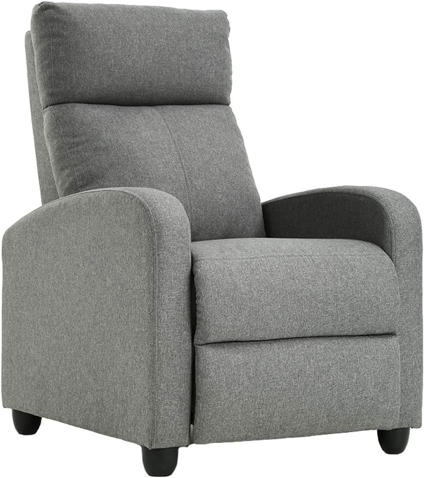Recliner Sofa Massage Chair Home Theater Seating with Lumbar Support and Padded Backrest for Living Room and Bedroom (Textile, Grey)
