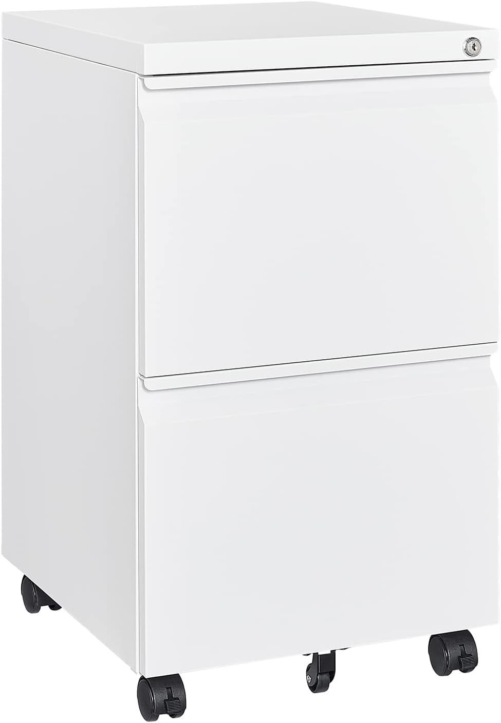 2 Drawer File Cabinet with Lock, Home Office Filing Cabinets on Wheels, under Desk 2 Drawers Storage for Legal/Letter/A4 Files,Fully Assembled