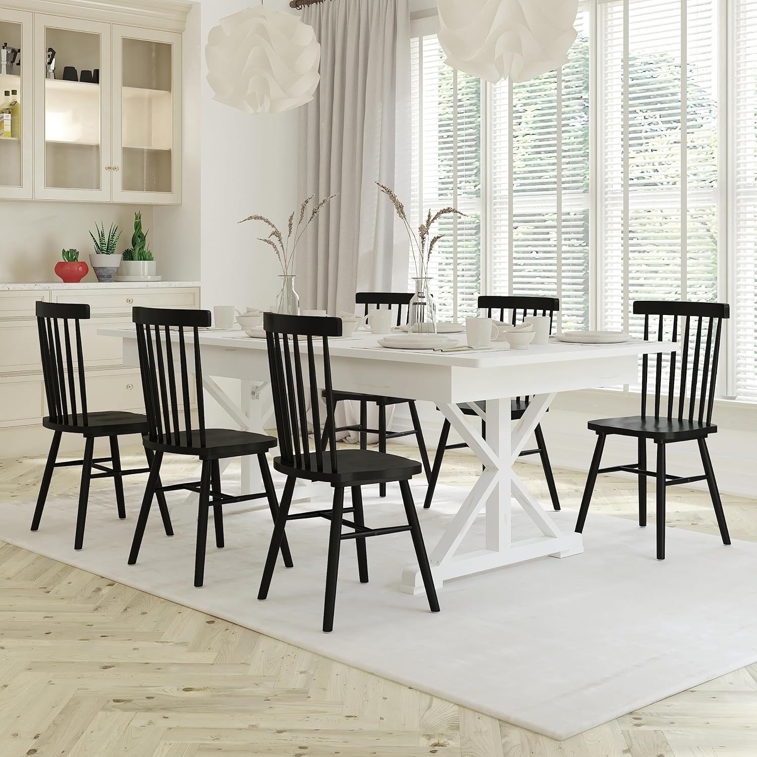 Elora Folding Farmhouse Dining Room Table with Crisscross Legs, Commercial Grade Rectangular Solid Pine Farm Table for 8, 7&#39; X 40&quot;, Antique White