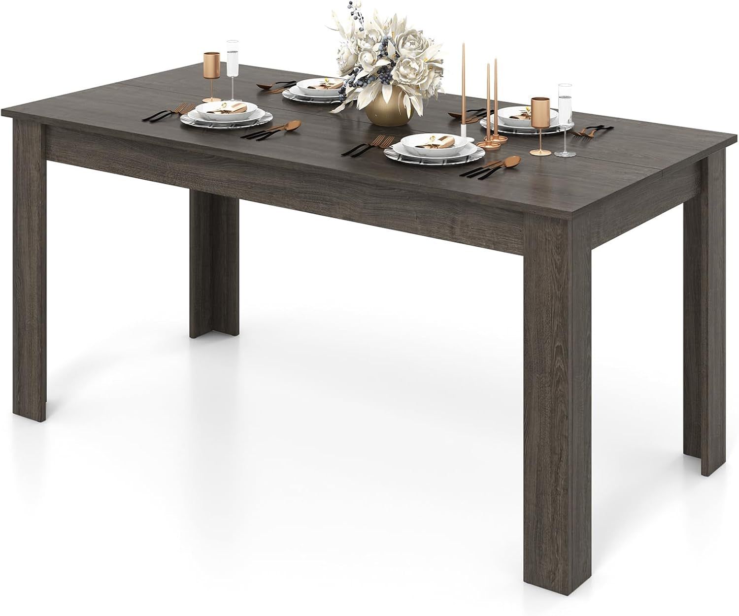 Dining Table, Kitchen Table, 63&quot; L X 31.5&quot; W X 30&quot; H Large Table, Farmhouse Center Table for Living Room, Home Office, 330LBS Capacity, Dinette Table, Dinner Table, Dining Room Table (Grey)