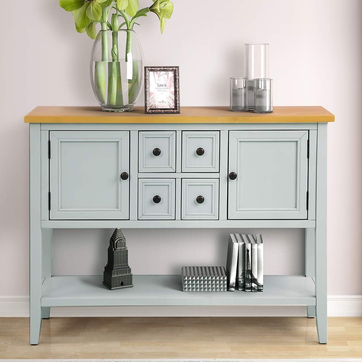 Cambridge Series Sideboard Table with Bottom Shelf, Lime White