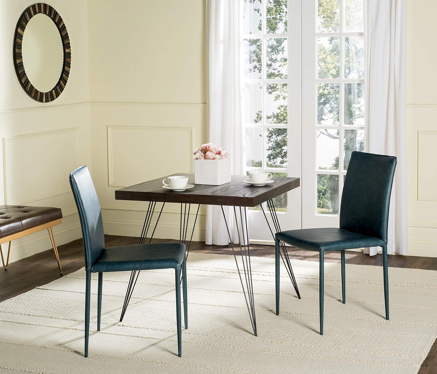 Home Collection Karna Antique Teal Bonded Leather Dining Chair (Set of 2)