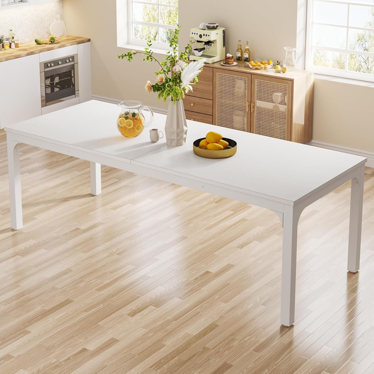 White Dining Table for 6-8 Person, 78-Inch Large Long Rectangle Kitchen Dinner Table for Dining Room, 78.7 X 27.5 X 29.5 Inches(Only Table)