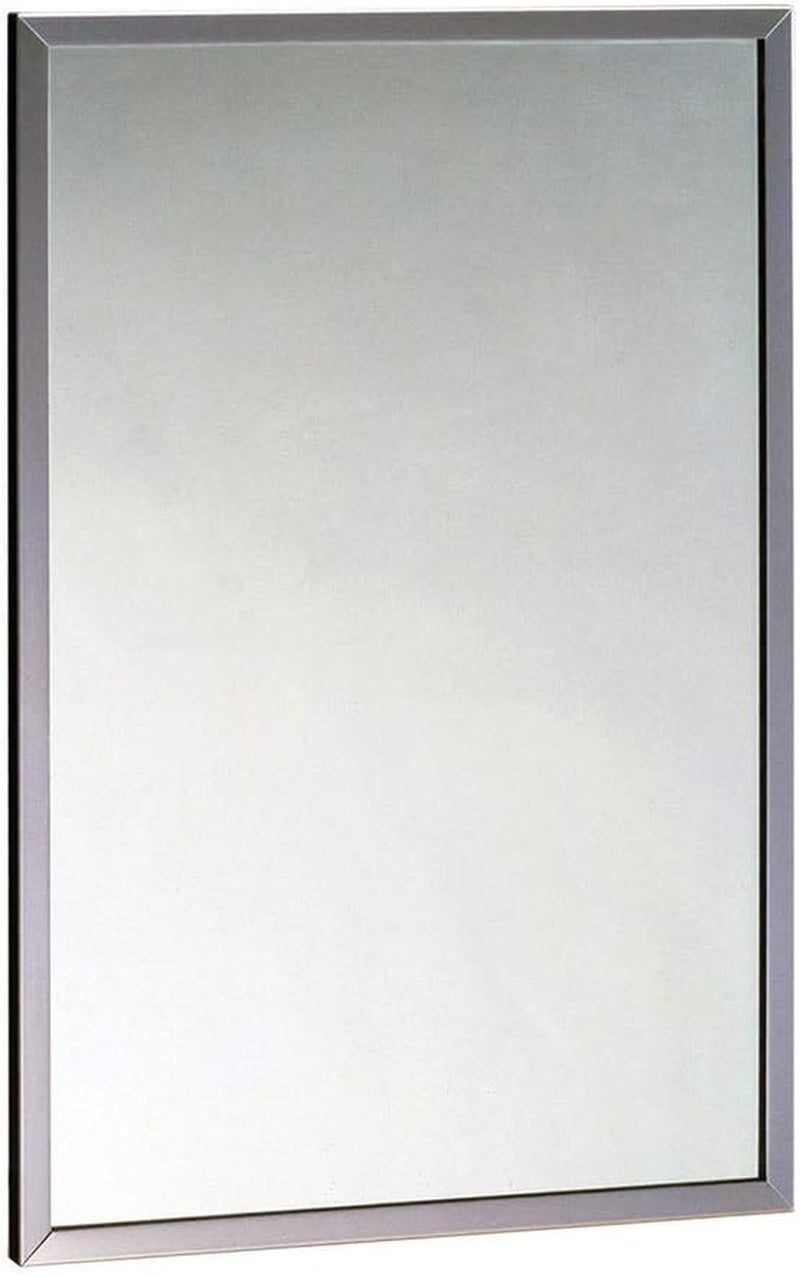 165 Series 430 Stainless Steel Channel Frame Glass Mirror, Bright Finish, 24&quot; Width X 36&quot; Height