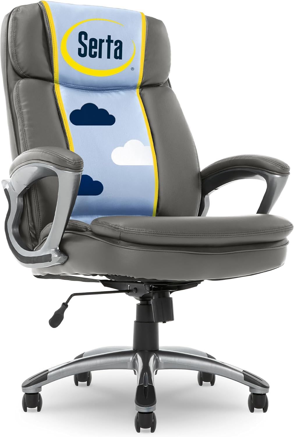 Fairbanks Big and Tall High Back Executive Office Chair, Ergonomic Gaming Computer Chair with Layered Body Pillows, Contoured Lumbar Zone, Gray