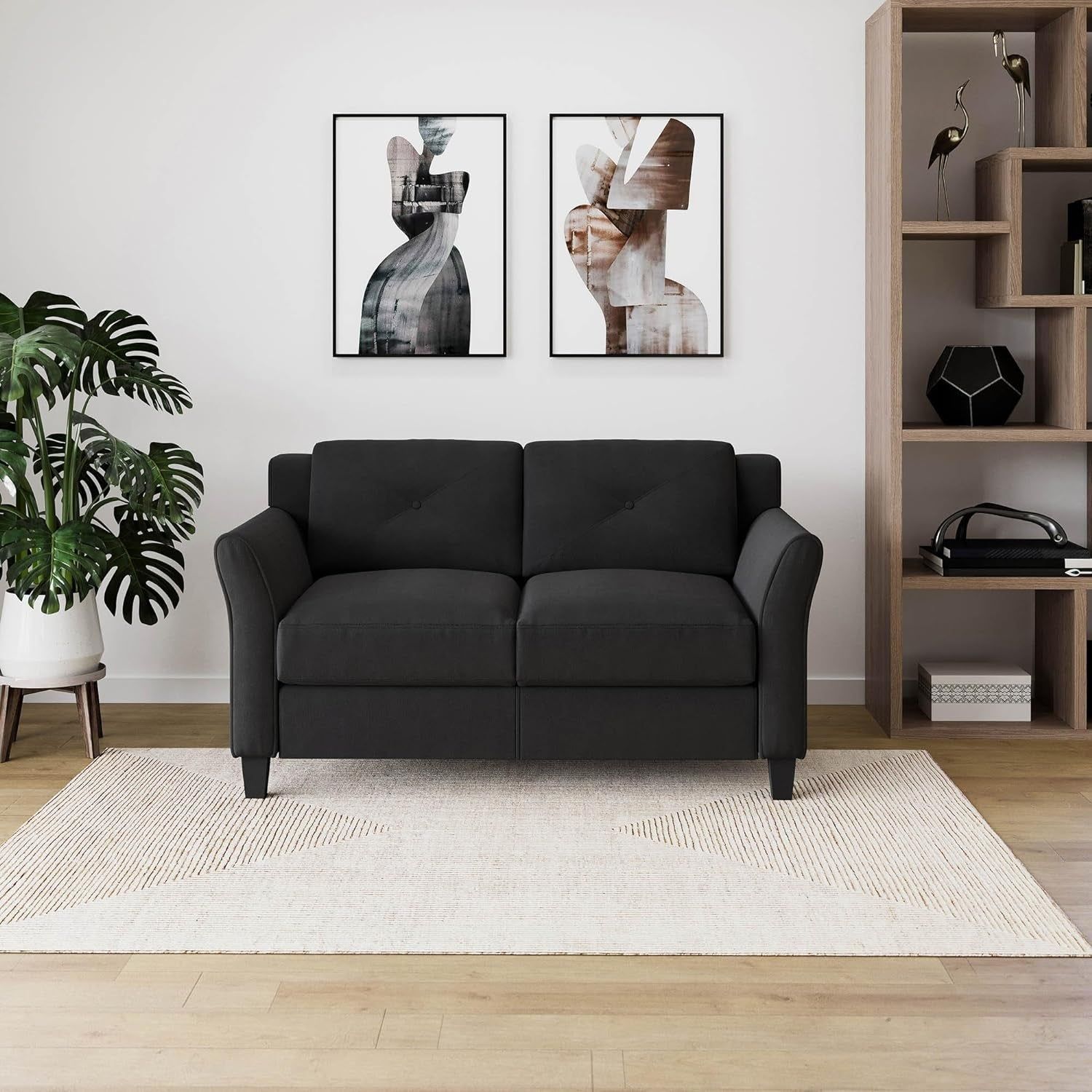 57&quot; Black Loveseat - Harrington
