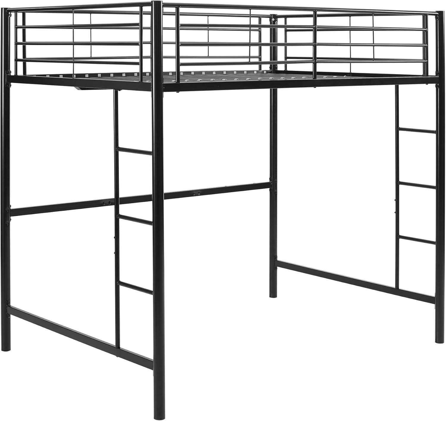 Timothee Urban Industrial Metal Double over Loft Bunk Bed, Full Loft, Black