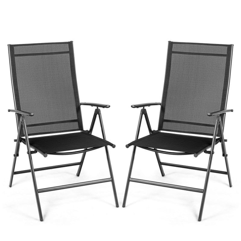 Set of 2 Adjustable Portable Patio Folding Dining Chair Recliners