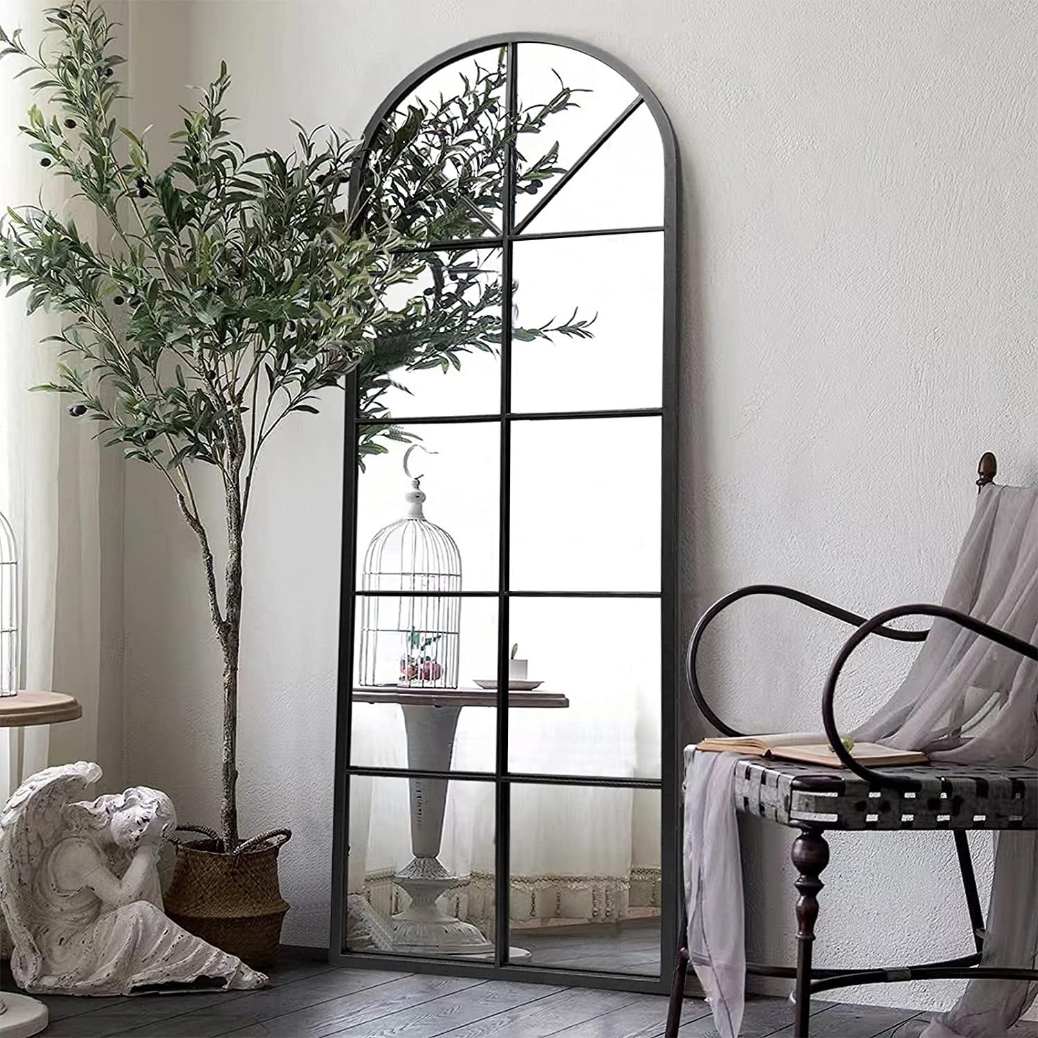 Large Arched Window Pane Mirror Floor, Wall Mount.