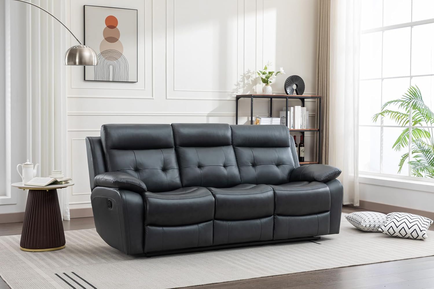 Oversized Leather Loveseat Manual Recline, Console, Cupholders