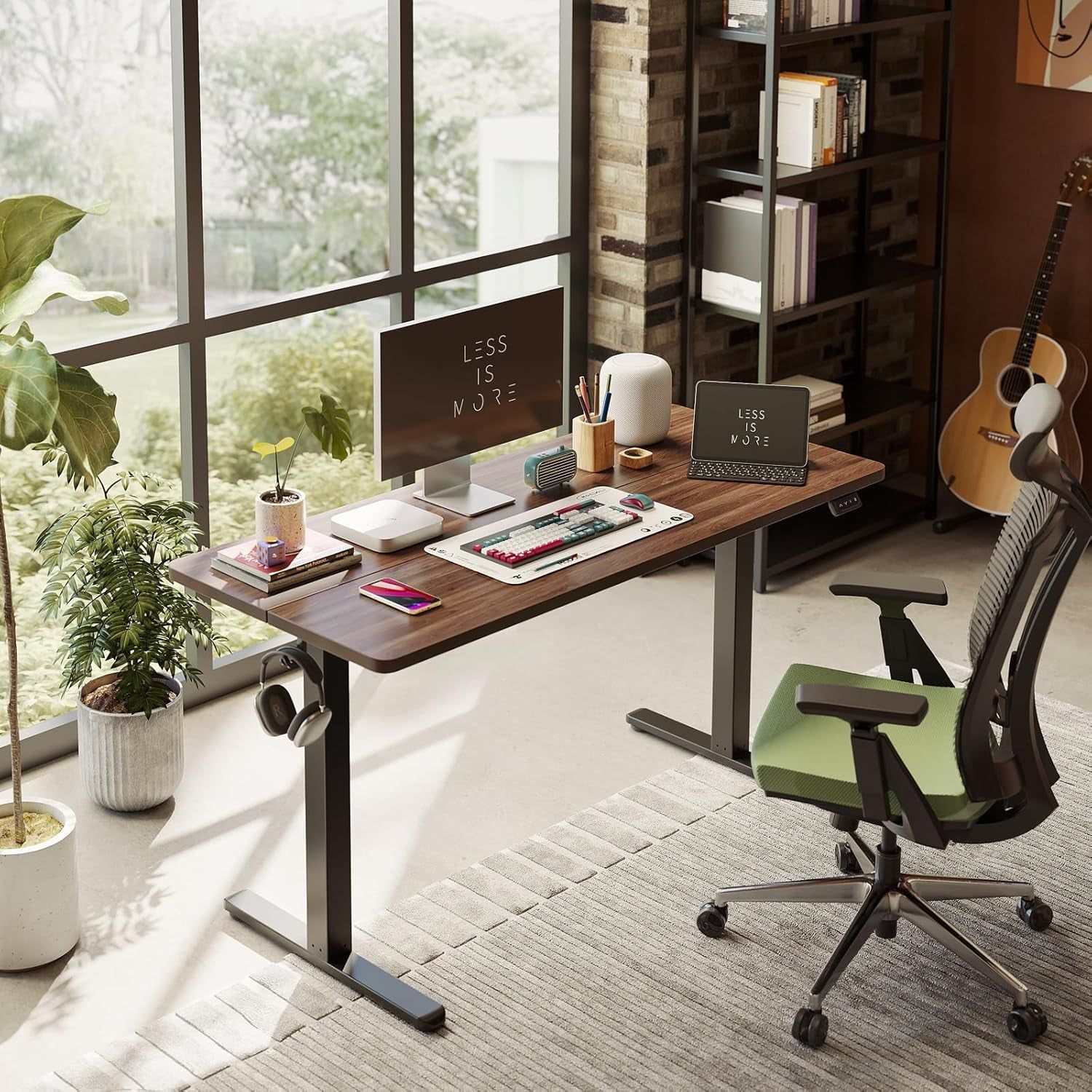 Sit Stand Desk 48x24 Inch Black Walnut