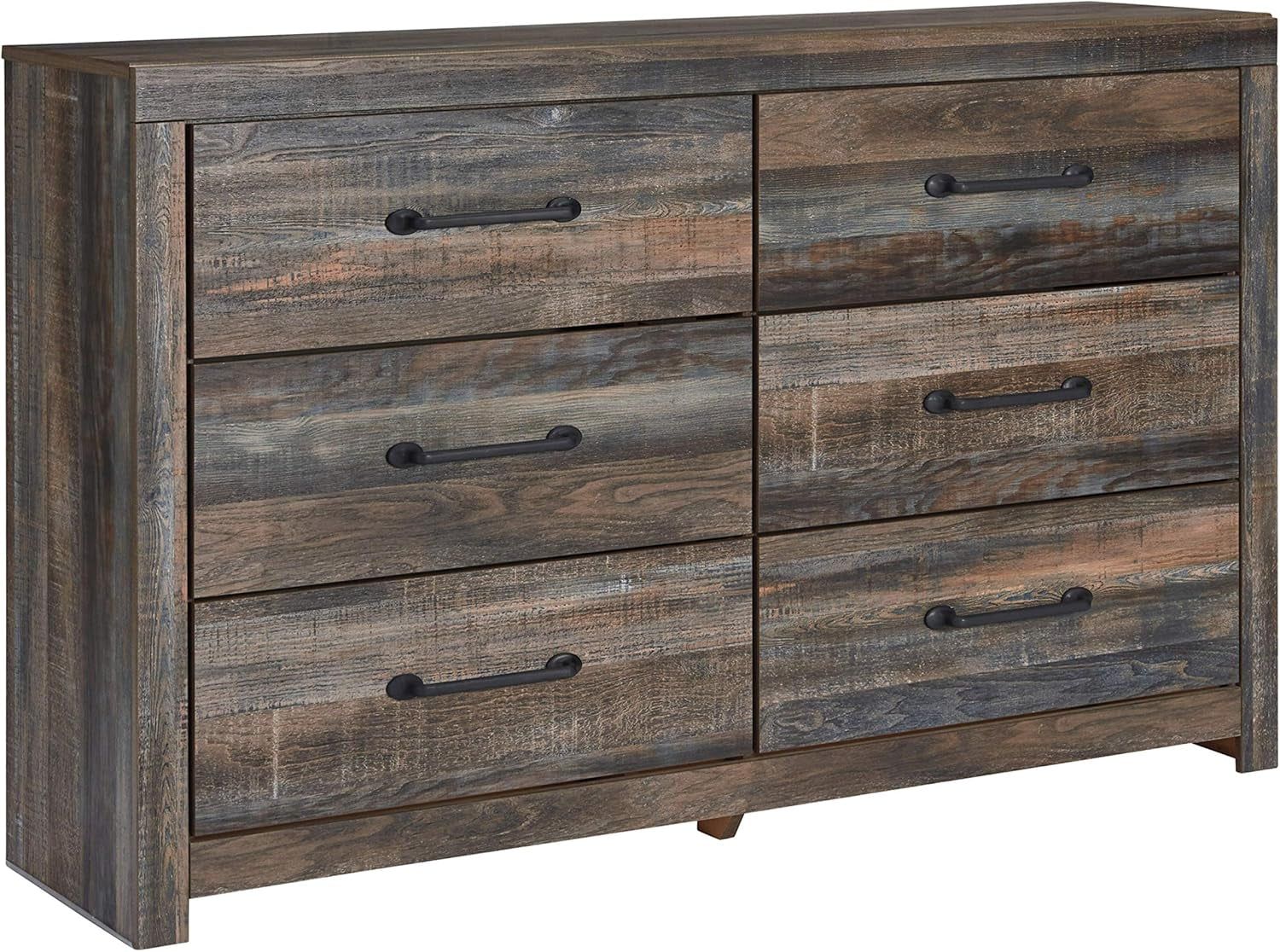 Drystan Rustic Industrial 6 Drawer Dresser, Weatherworn Brown