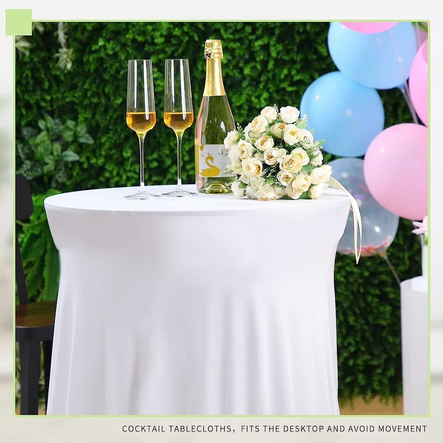 4 Pack Spandex Cocktail Tablecloths (White, 32 X 43″)