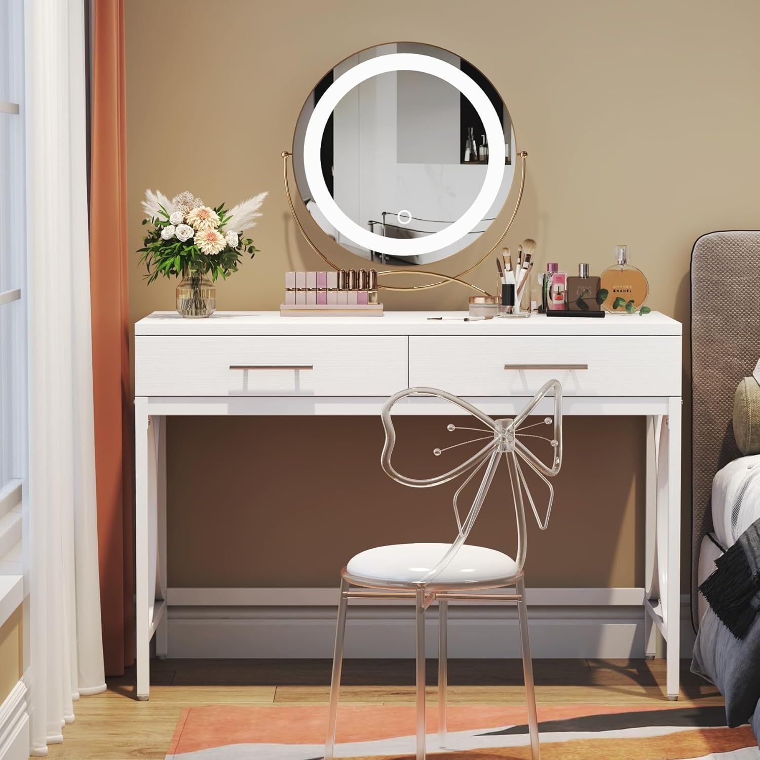41&quot; White Computer Desk with Two Drawers