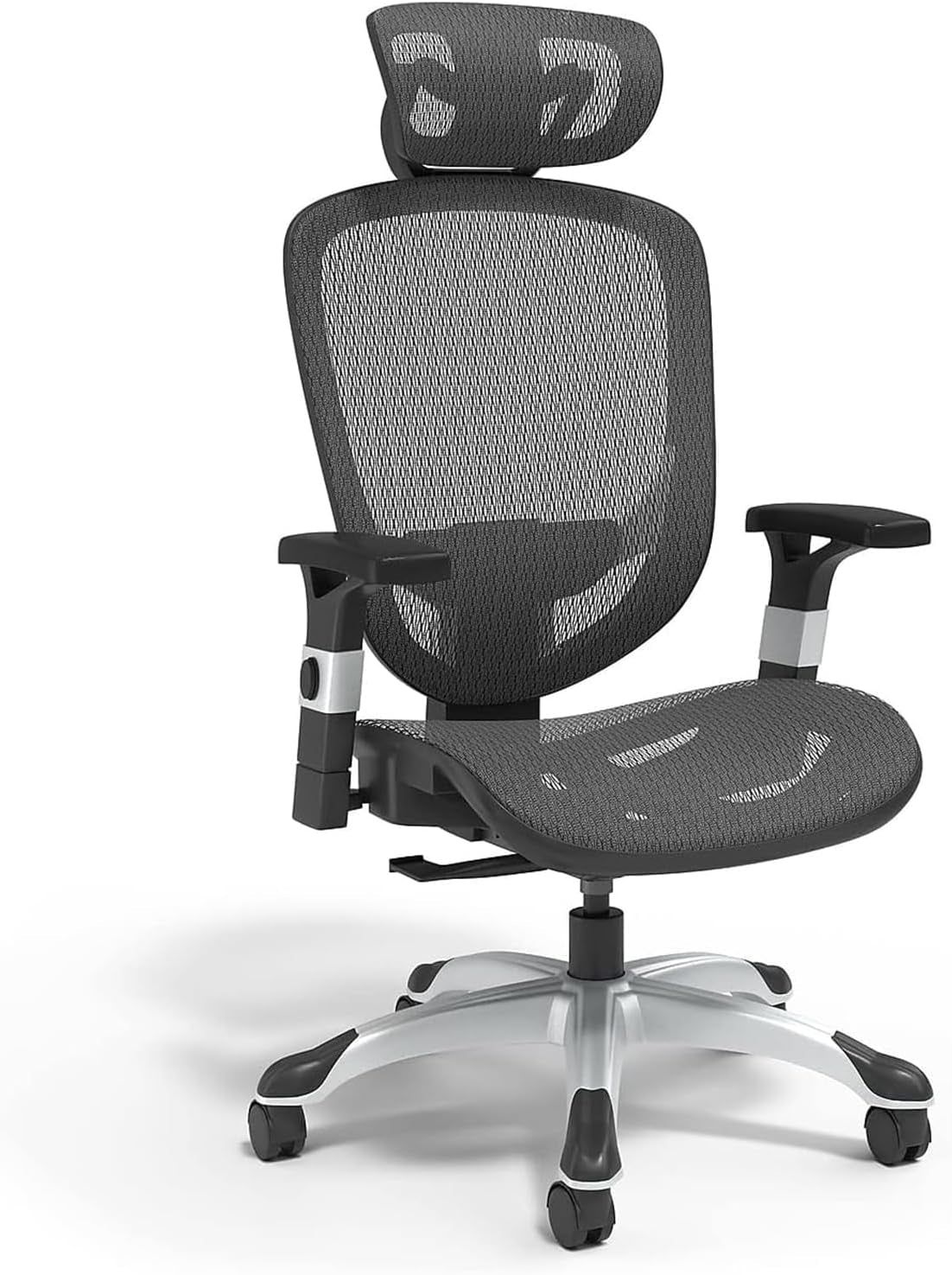 Hyken Chair: Ergonomic Mesh Swivel Task Chair. Adjustable Black Office Chair with Breathable Mesh and Good Lumbar, Arm and Head Support.