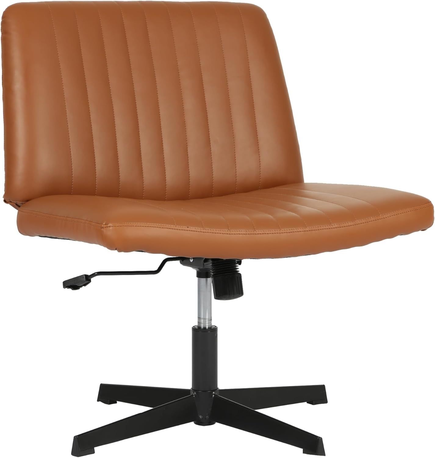 Criss Cross Chair Armless Cross Legged Office Desk Chair Adjustable Swivel Ergonomic Gaming Chair No Wheels Backrest with Wide Seat Native Sponge Computer Task Vanity Chair for Home Office,Brown
